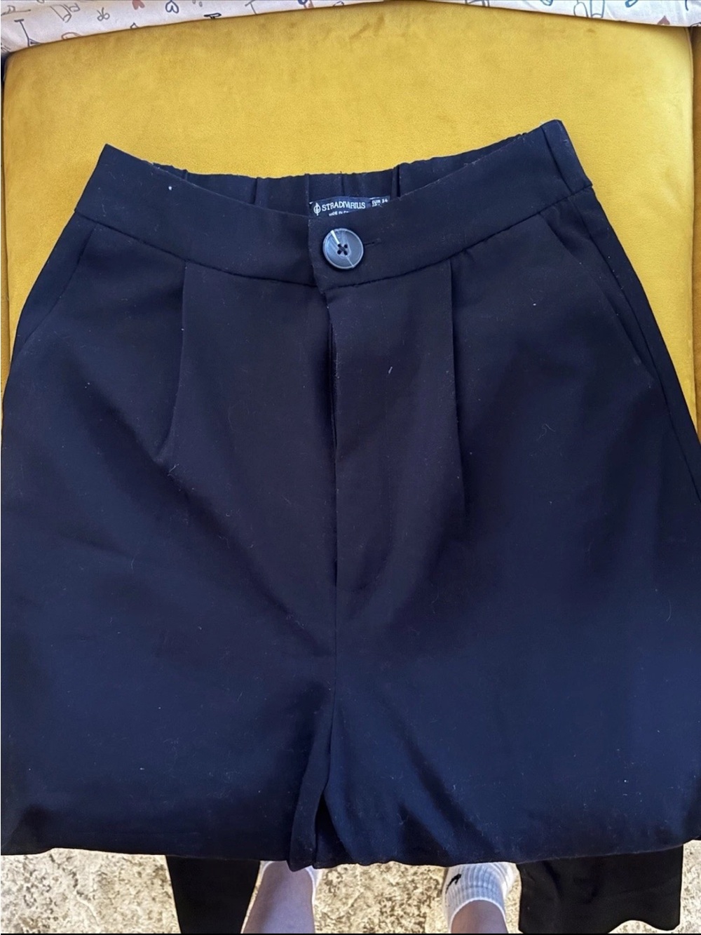stradivarius Black Tailored High-Waist Shorts